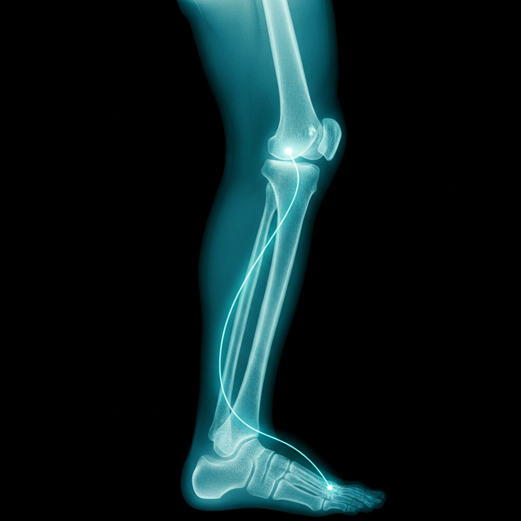 The ankle and knee joints — force travels from the ankle up to the knee